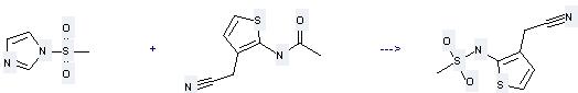 1H-Imidazole,1-(methylsulfonyl)- can be used to produce N-(3-cyanomethyl-thiophen-2-yl)-methanesulfonamide at the temperature of 0 °C